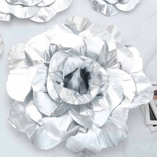 Add Elegance with Large Silver Real Touch Artificial Foam Roses