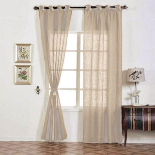 Elegant Beige Faux Linen Curtains for a Rustic Charm