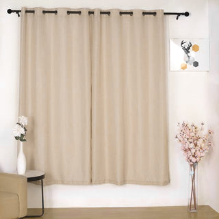 Add Rustic Charm to Your Space with Handmade Beige Faux Linen Curtains