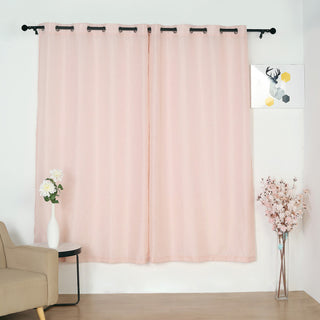 Elegant Blush Handmade Faux Linen Curtains