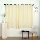 2 Pack | Handmade Ivory Faux Linen Curtains 52x64inches Curtain Panels With Chrome Grommets