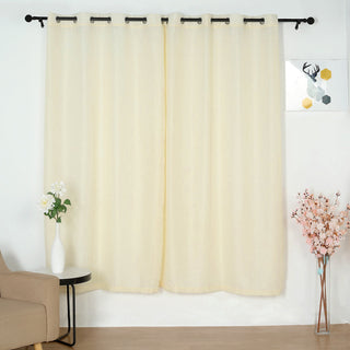 Add Elegance to Your Space with Ivory Faux Linen Curtains