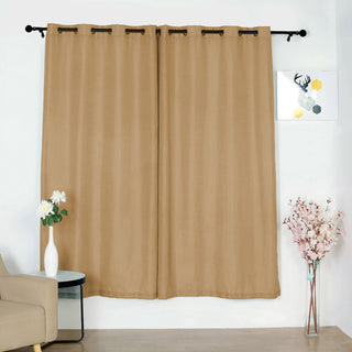 Elegant and Natural: Handmade Natural Faux Linen Curtains in a 2 Pack
