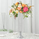 2 Pack | Silver 28inch Tall Crystal Beaded Trumpet Vase Set, Table Centerpiece