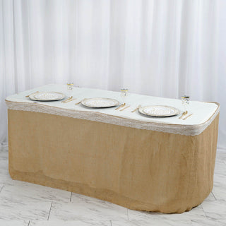Add a Touch of Natural Elegance with the 21ft Natural Boho Chic Rustic Jute Burlap Table Skirt