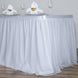 21FT White 3 Layer Tulle Tutu Pleated Table Skirt With Satin Attachment