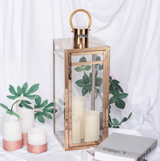 Rose Gold Vintage Top Stainless Steel Candle Lantern
