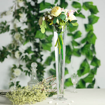 6 Pack | 24'' Clear Heavy Duty Trumpet Glass Vases