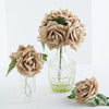 24 Roses | 5inch Champagne Artificial Foam Flowers With Stem Wire and Leaves