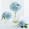 24 Roses | 5inch Dusty Blue Artificial Foam Flowers With Stem Wire and Leaves
