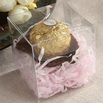 25 Pack | 3.5" Easy-To-Assemble Clear PVC Party Favor Candy Gift Boxes