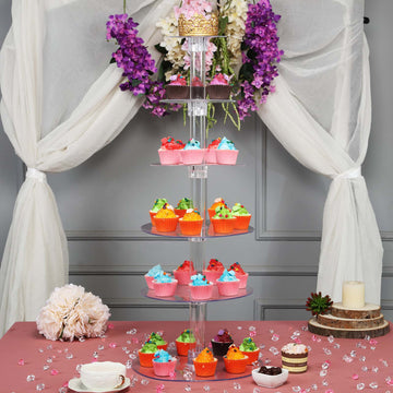 33" 6-Tier Clear Acrylic Cupcake Tower Stand, Dessert Holder Display