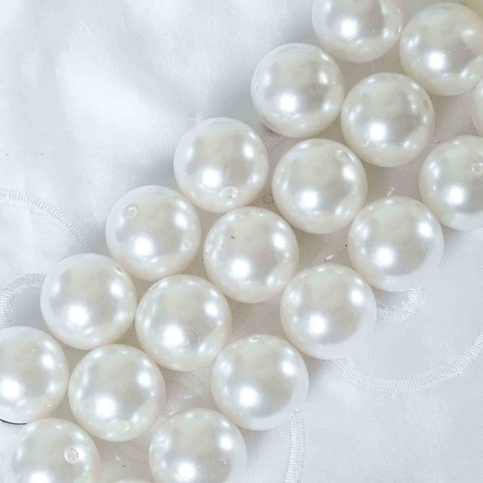 35 Pack | 30mm Glossy White Faux Craft Pearl Beads & Vase Filler