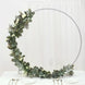36Inch Silver Metal Round Hoop Wedding Centerpiece, Self Standing Table Floral Wreath Frame