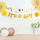 Gold Glittered It's a Boy Paper Hanging Gender Reveal Garland Banner, Baby Shower Banner