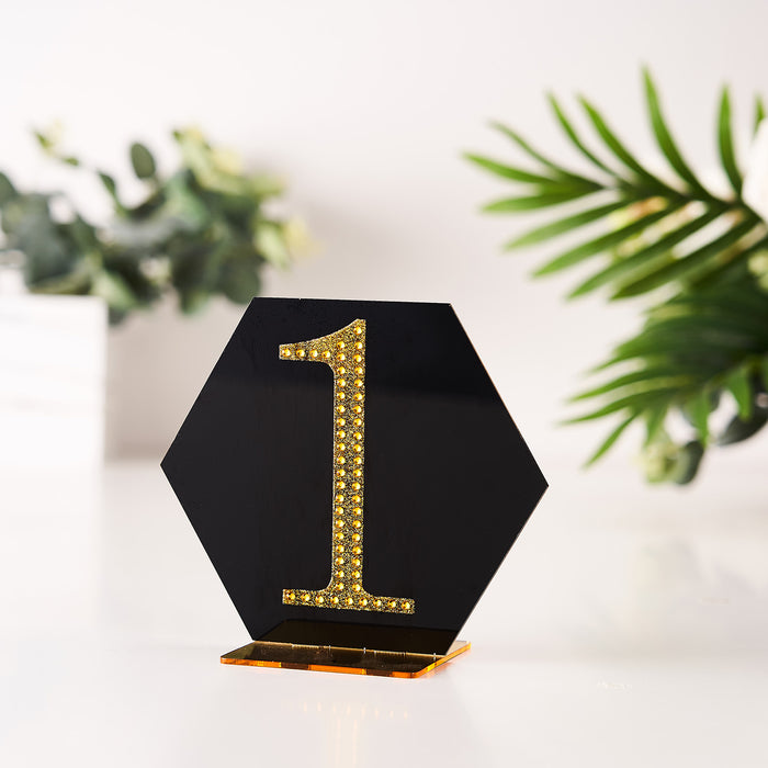4inch Gold Decorative Rhinestone Number Stickers DIY Crafts - 1
