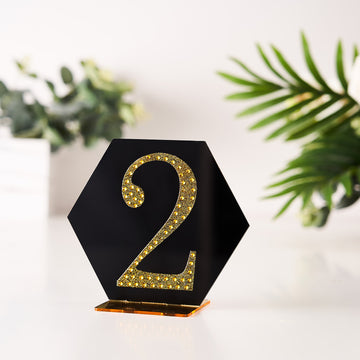 4" Gold Decorative Rhinestone Number Stickers DIY Crafts - 2