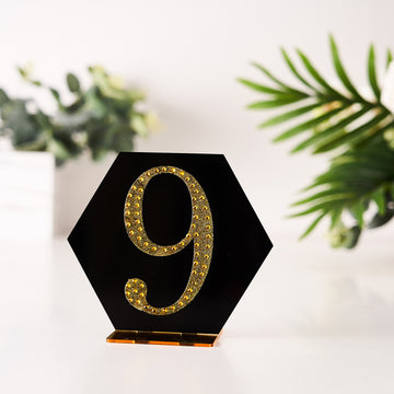 4" Gold Decorative Rhinestone Number Stickers DIY Crafts - 9