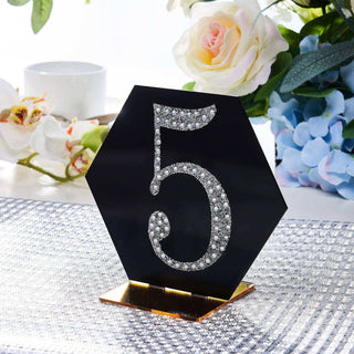 Sparkle up Your Crafts with 4" Silver Decorative Rhinestone Number Stickers