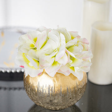 4.5" Gold Foiled Crackle Glass Flower Vase, Bubble Vase