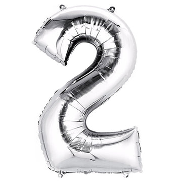 40" Shiny Metallic Silver Mylar Foil Helium/Air Number Balloon - 2