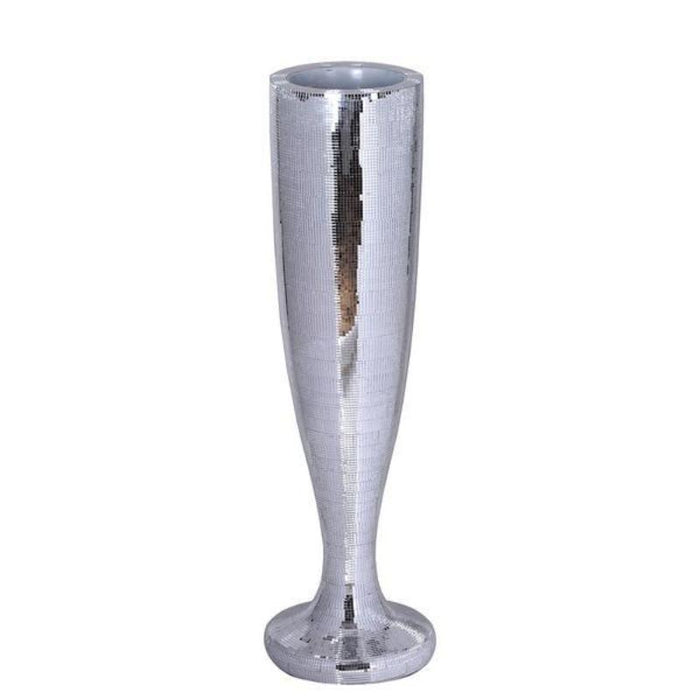 42 inch Silver Polystone Mirror Mosaic Trumpet Floor Vase