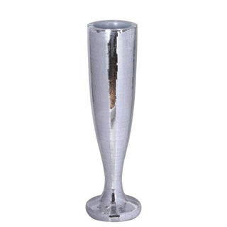 Add Elegance to Your Space with the Silver Polystone Mirror Mosaic Pedestal Trumpet Floor Vase