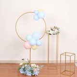 4Ft | Gold Balloon Column With Hoop Flower Pillar Stand, Metal Arch Table Centerpiece - Height Adjustable