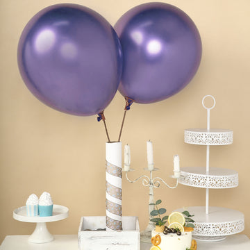 5 Pack 18" Metallic Chrome Purple Latex Helium Air Party Balloons