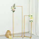 5.5ft Gold Metal Frame Wedding Arch, Rectangular Backdrop Stand, Floral Display Frame