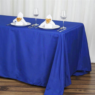 Add Elegance to Your Event with the Royal Blue Polyester Rectangular Tablecloth