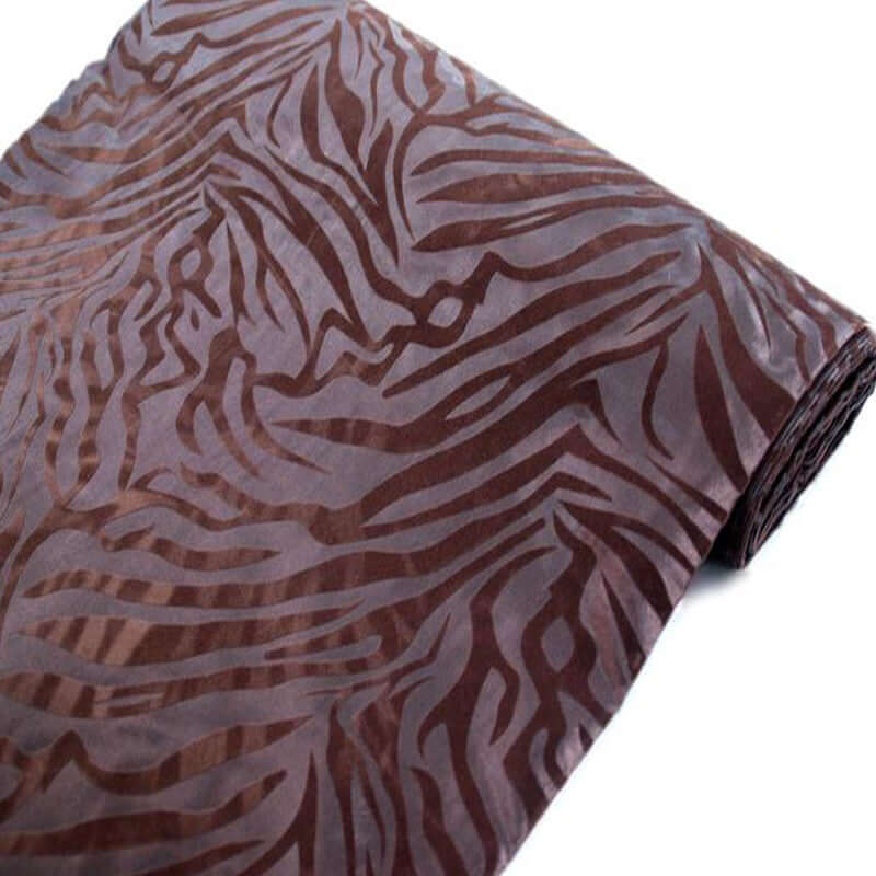 54" x 10 Yards Taffeta Fabric Roll |  Zebra Print Wholesale Fabric by the Yard | Animal Print Fabric - Chocolate