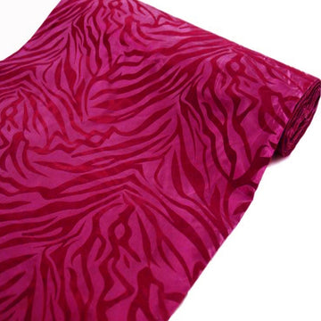 54"x10 Yards | Fuchsia Zebra Animal Print Taffeta Fabric Roll