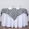 54Inch Square Buffalo Plaid Polyester Overlay | Checkered Gingham Overlay - White/Black