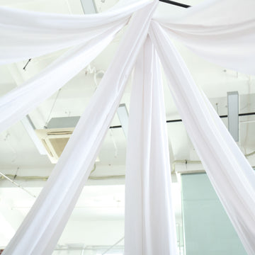 White Scuba Polyester Ceiling Drape Backdrop Curtain Panel, Commercial Grade Fire Retardant Wrinkle Free Draping Fabric With Rod Pockets - 5ftx30ft