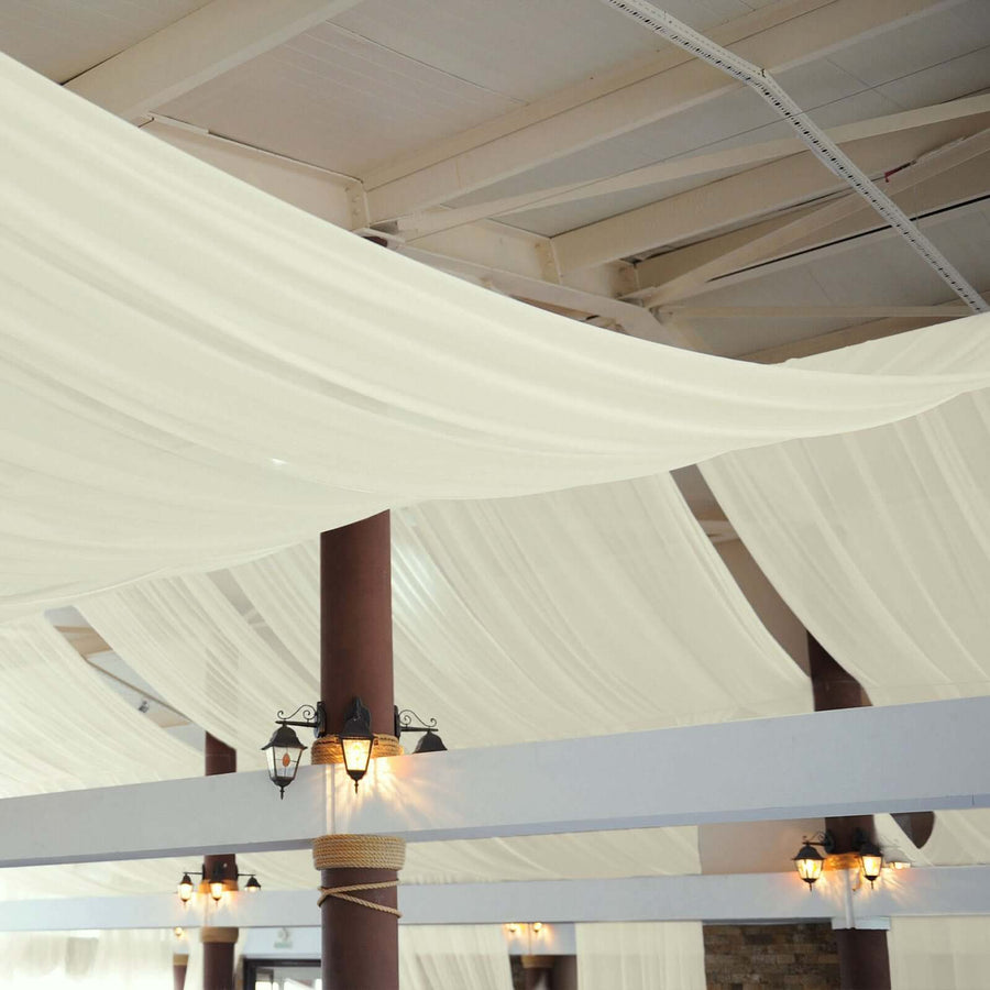 5ftx32ft Premium Ivory Chiffon Curtain Panel, Backdrop Ceiling Drapery With Rod Pocket