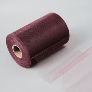 6"x100 Yards Burgundy Tulle Fabric Bolt, Sheer Fabric Spool Roll For Crafts