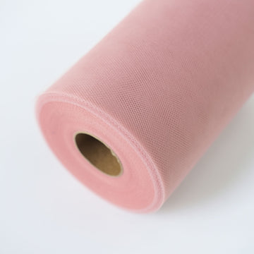 6"x100 Yards Dusty Rose Tulle Fabric Bolt, Sheer Fabric Spool Roll For Crafts