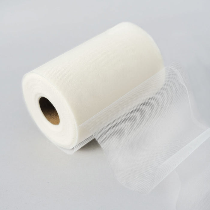 6Inch x 100 Yards Ivory Tulle Fabric Bolt, Sheer Fabric Spool Roll For Crafts