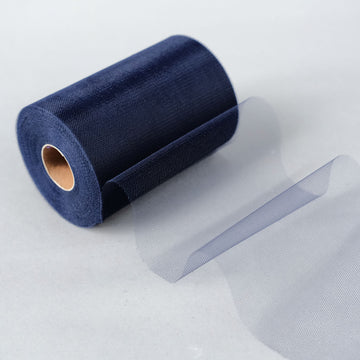 6"x100 Yards Navy Blue Tulle Fabric Bolt, Sheer Fabric Spool Roll For Crafts