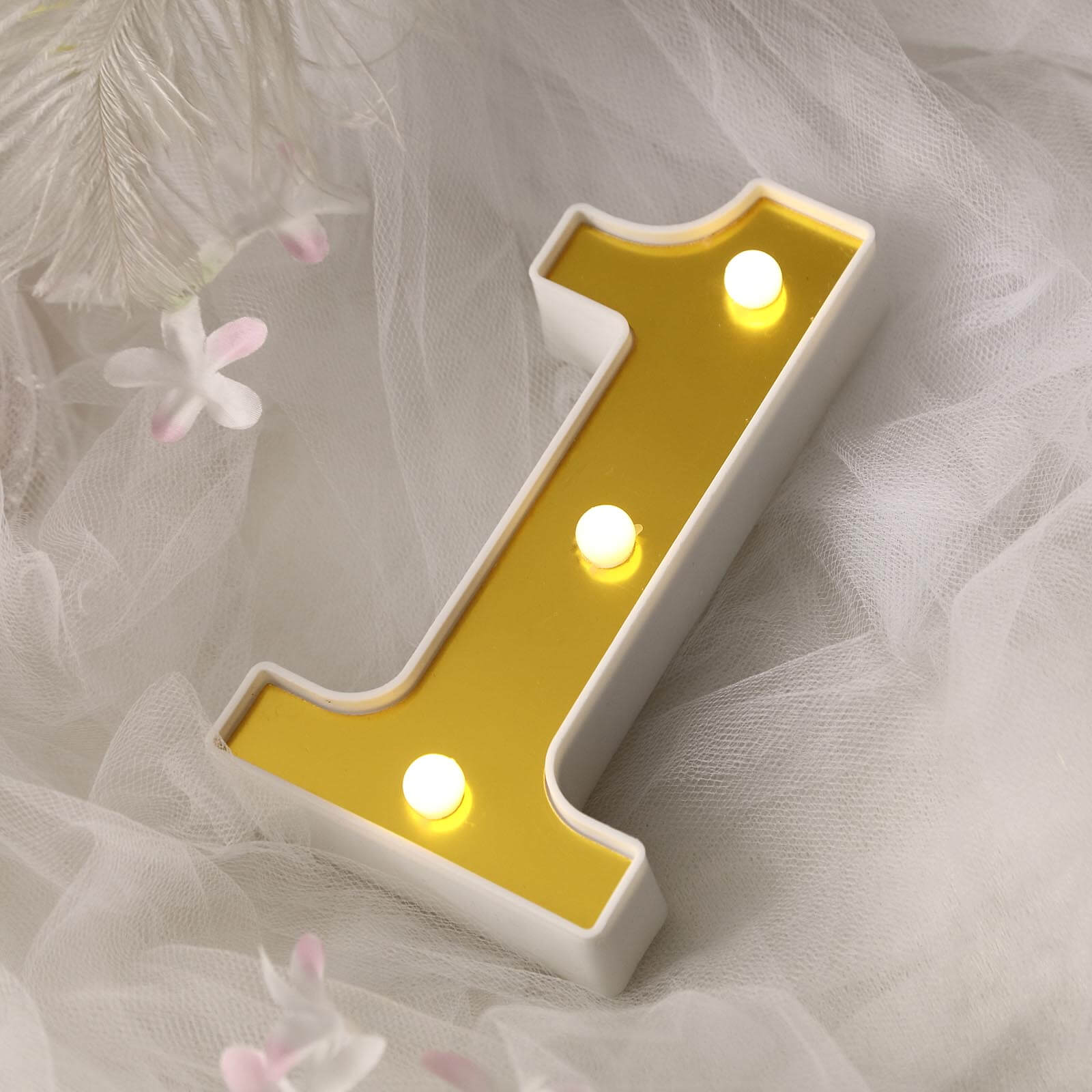 6 Gold 3D Marquee Numbers, Warm White 3 LED Light Up Numbers