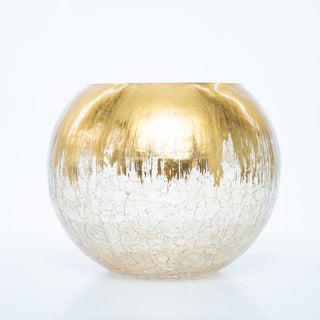 Stunning Gold Foiled Crackle Glass Flower Vase