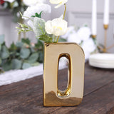 6inch Shiny Gold Plated Ceramic Letter "D" Sculpture Bud Vase, Flower Planter Pot Table Centerpiece