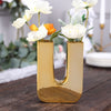 6inch Shiny Gold Plated Ceramic Letter "U" Sculpture Bud Vase, Flower Planter Pot Table Centerpiece