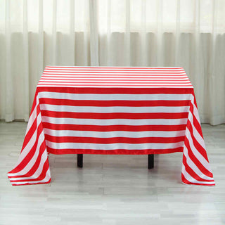 Add a Touch of Elegance with the Red and White Stripe Tablecloth
