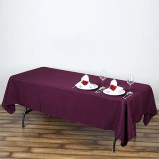 Add Elegance to Your Event with the Eggplant Seamless Polyester Rectangular Tablecloth
