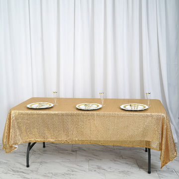 60"x102" Gold Seamless Premium Sequin Rectangle Tablecloth