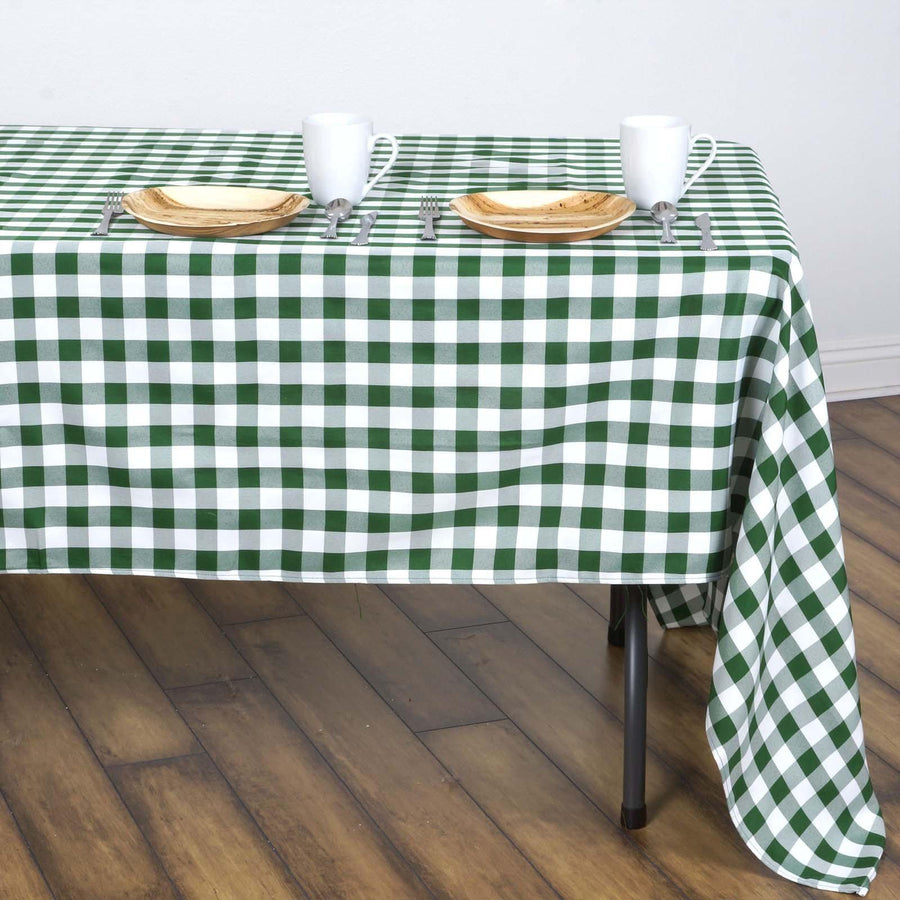 Buffalo Plaid Tablecloths | 60x126 Rectangular | White/Green | Checkered Polyester Tablecloth