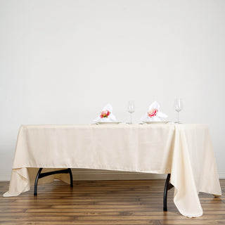 Elevate Your Event with the Beige Polyester Tablecloth