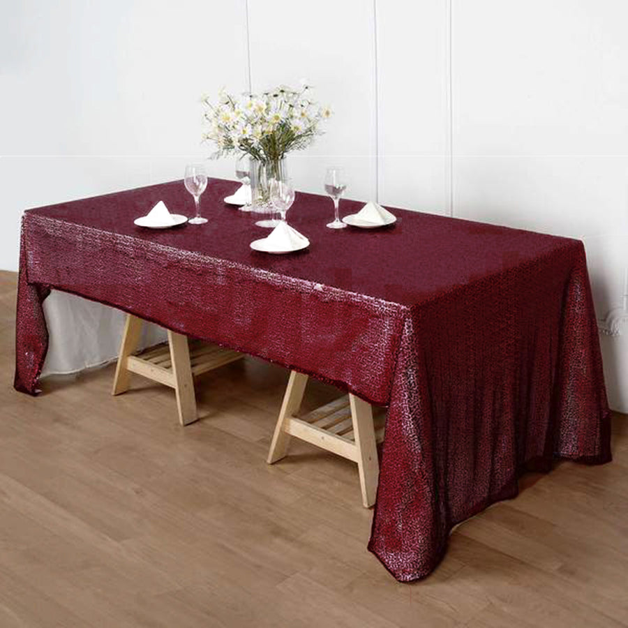 60x126inches Burgundy Premium Sequin Rectangle Tablecloth